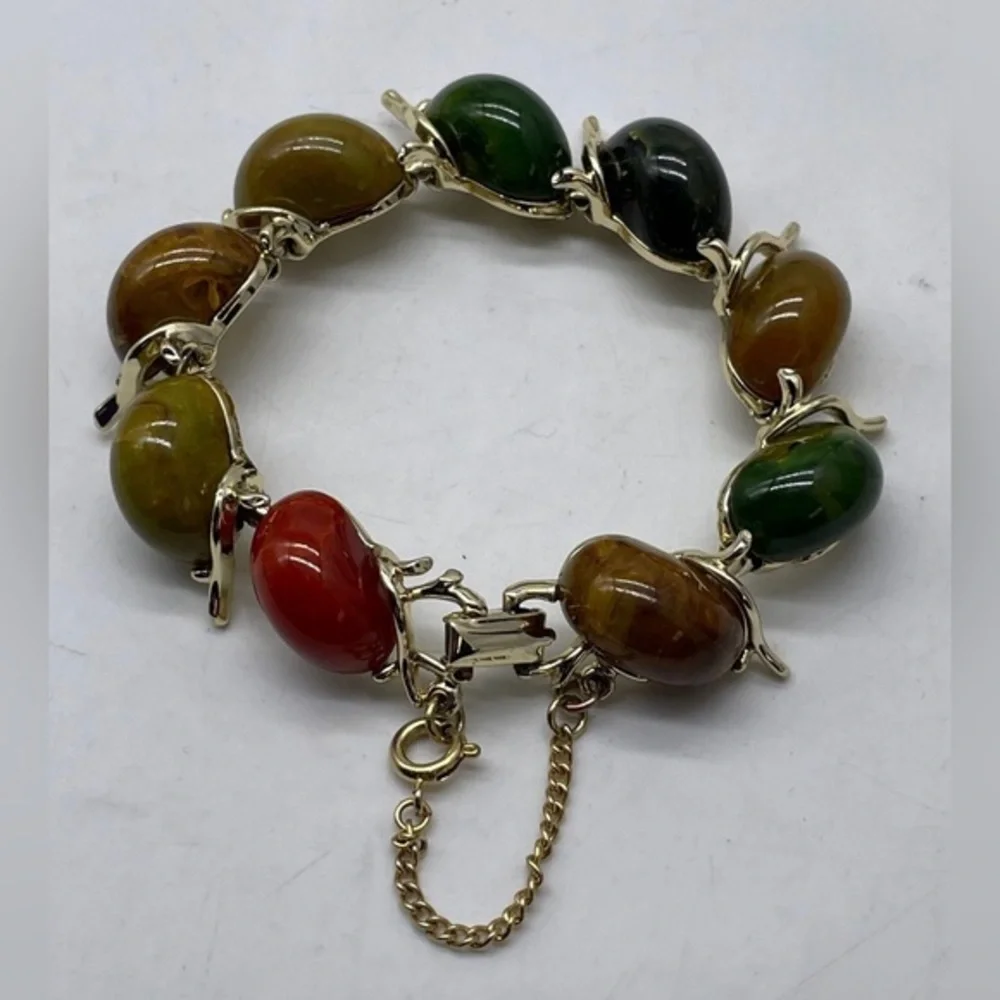 Vintage Bakelite Style Bracelet | Vintage Chained Bracelet 8.5” chain - Picture 1 of 10